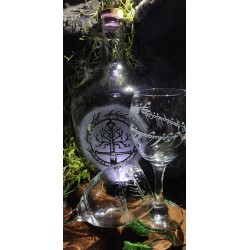 Ensemble Dame Jeanne  + 4 verres à vin "Elfique"